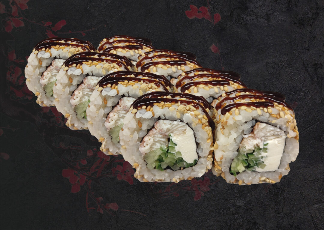 Калифорния в кунжуте с угрем